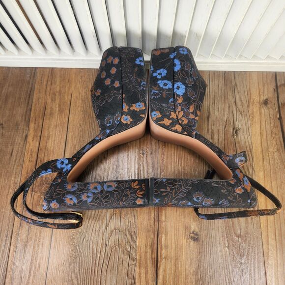 ASOS Design Peaked Platform High Heels Womens Size 9 Black Floral Chunky Shoes - Picture 5 of 11